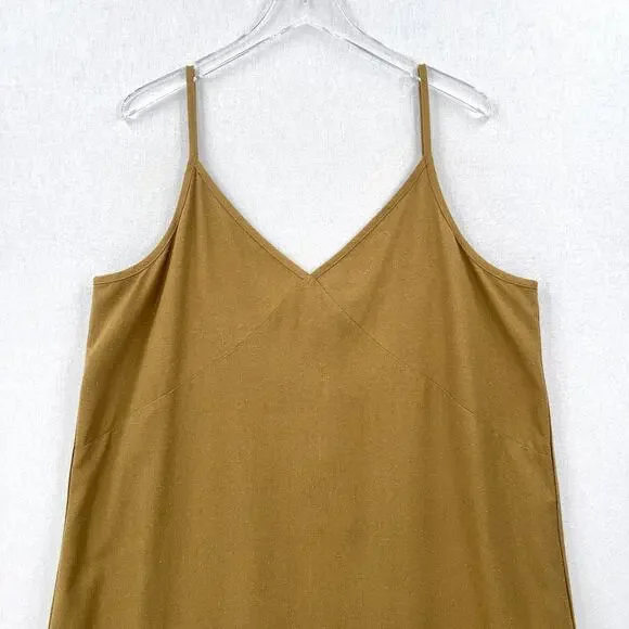 JENNI KAYNE Riviera Slip Dress Womens XXL Safari Green Raw Silk V-neck Maxi NEW - Picture 4 of 16